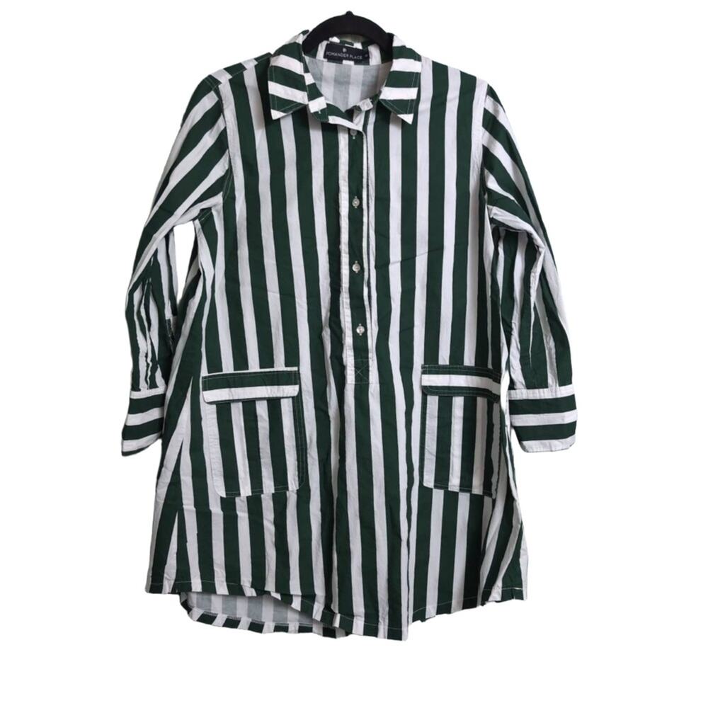 Pomander Place Forest Green Striped Bradley Dress Collared Tuckernuck XS